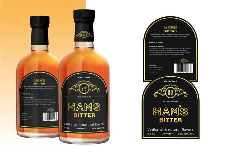 HAMS BITTER Vodka bottle label design - Chamila Maldeniya